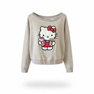 Universal Studios Hello Kitty Graphic Sweatshirt Oatmeal Heather Scoop Neck M/L